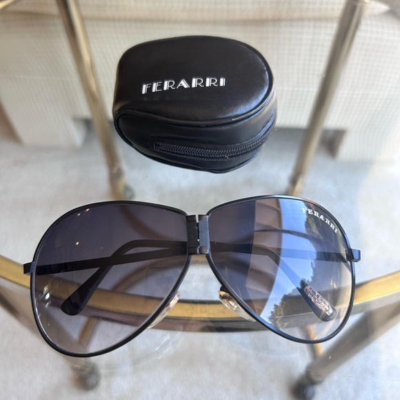 Ferrari Vintage Fold Up Aviator Black and Blue Sunglasses - Picture 7 of 7